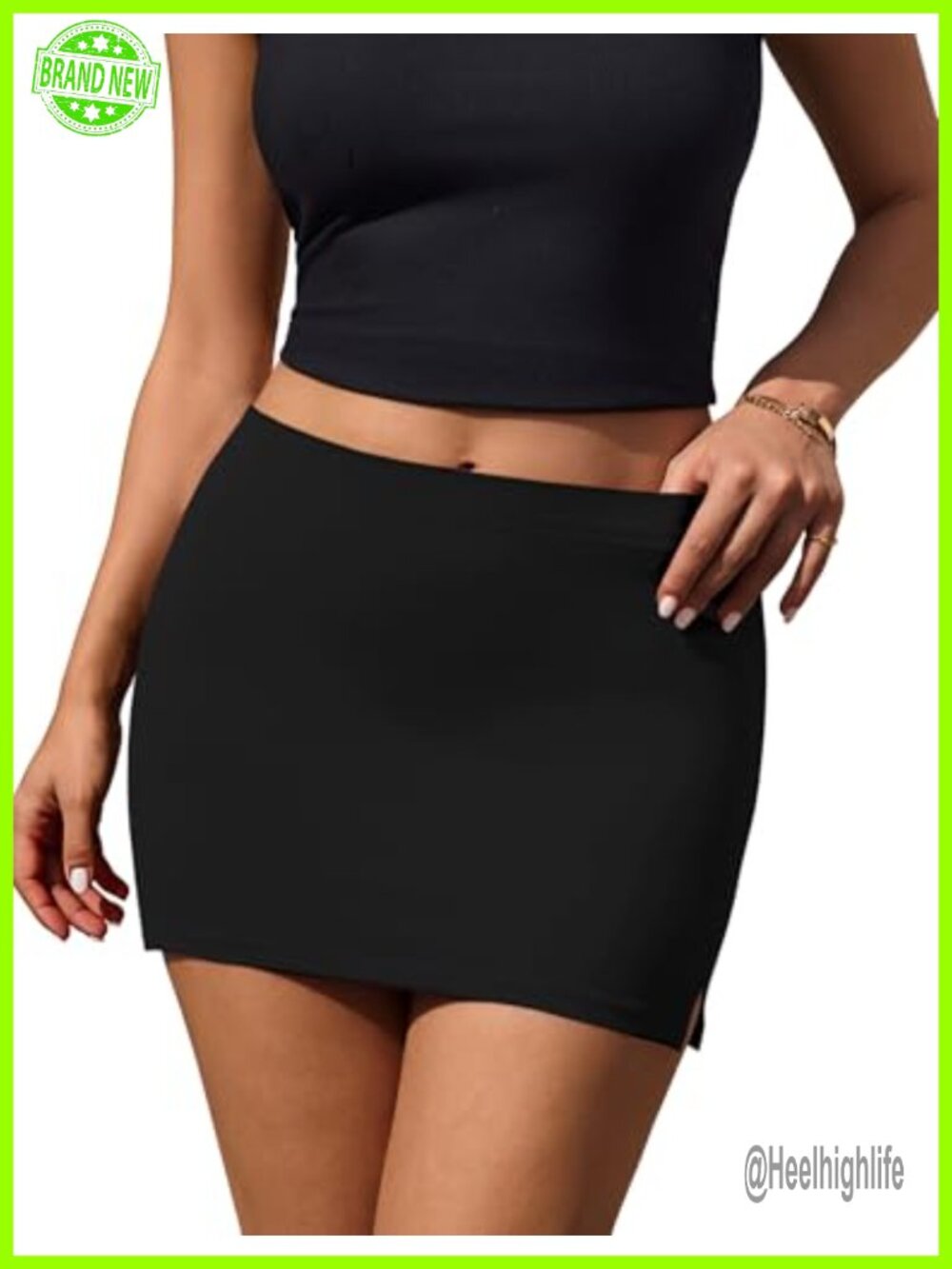 LOMON Mini Skorts Y2K Bodycon Skirt with Built-in Shorts Side Slit